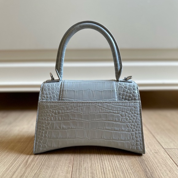 Balenciaga Hourglass Small Handbag Crocodile Embossed Light Blue NEW - Picture 4 of 9